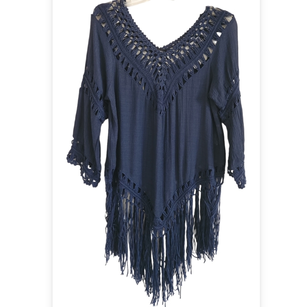 SANTORY CROCHET GAUZE BOHO TOP SZ SMALL
